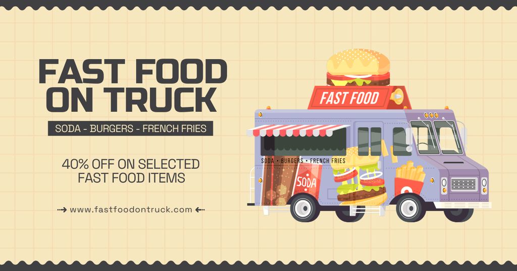 Plantilla de diseño de Fast Food on Truck Facebook AD 
