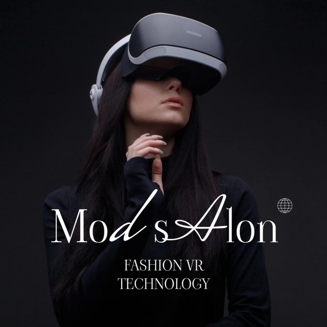 Ontwerpsjabloon van Square 65x65mm van Woman Wearing Virtual Reality Glasses