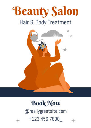 Hair and Body Treatment in Beauty Salon Flayer Tasarım Şablonu