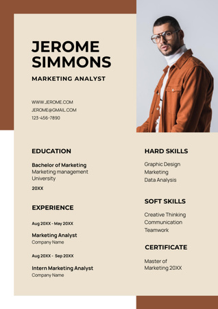 Designvorlage Fähigkeiten und Erfahrungen des Marketing Analysten für Resume