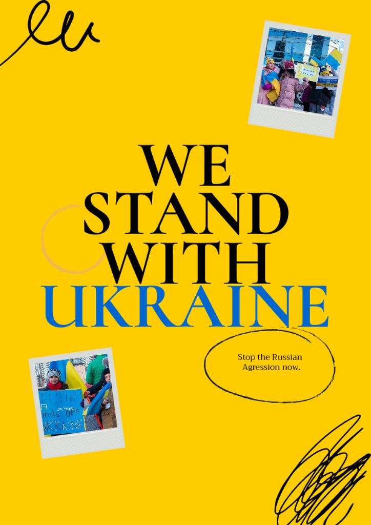 Template di design We stand with Ukraine A4