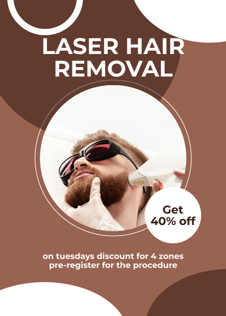 Discount for Men's Laser Hair Removal on Brown Flayer Tasarım Şablonu
