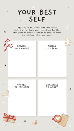 Motivation and New Year intentions with winter symbols Instagram Story Modelo de Design
