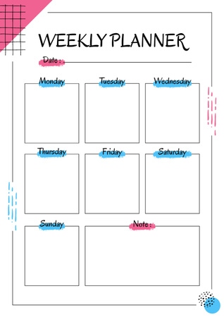 Beyaz Kişisel Haftalık Planlayıcı Schedule Planner Tasarım Şablonu