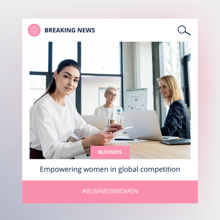 Businesswomen at Business Meeting in Office Instagram Design Template