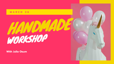 Plantilla de diseño de Toy Unicorn and Pink Festive Balloons FB event cover 