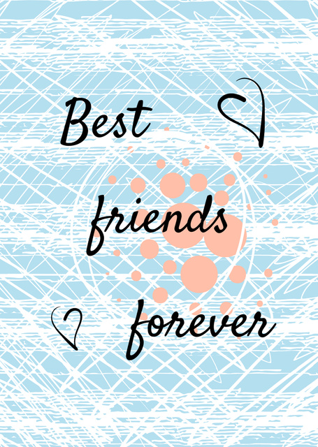 Best Friends Forever In Blue Postcard A6 Vertical Tasarım Şablonu