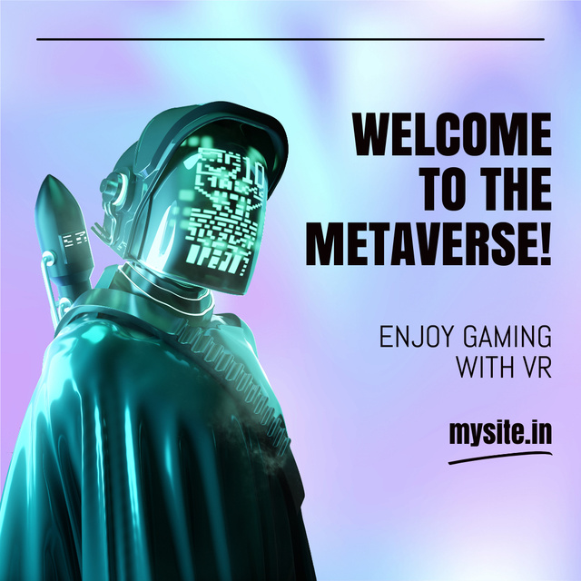 Metaverse Gaming Ad with Robotic Avatar Instagram Design Template
