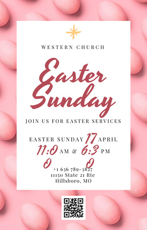 Template di design Annuncio della cerimonia di Pasqua in chiesa la domenica di primavera Invitation 4.6x7.2in