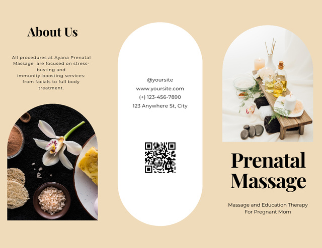 Massage Therapy for Pregnancy with Flowers Brochure 8.5x11in Modelo de Design