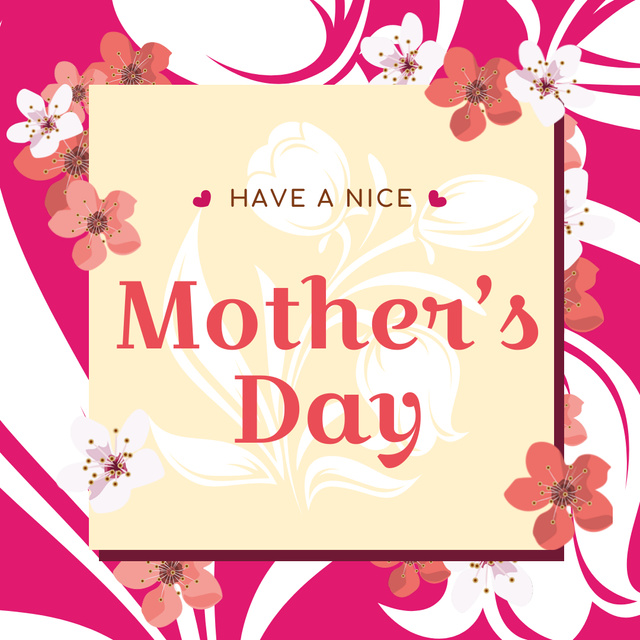 Designvorlage Mother's Day Greeting Frame with Cherry Flowers für Instagram