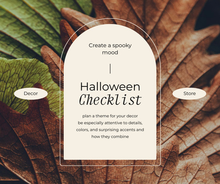 Template di design annuncio di preparazione di halloween con fogliame autunnale Facebook