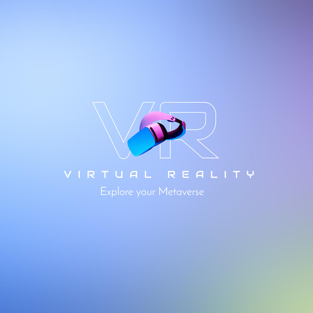Emblem of Virtual Reality with Glasses Logo Tasarım Şablonu