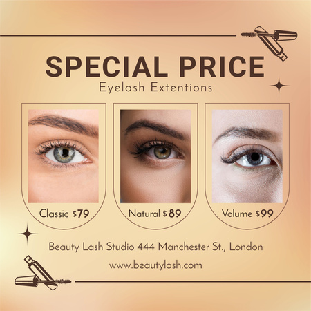 Special Offer Collage Eyelash Extension Prices Instagram Design Template