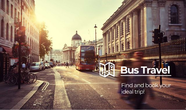 Bus on Old City Street Business card Design Template