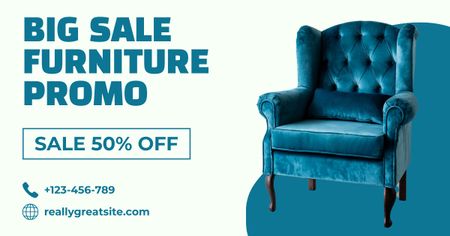 Designvorlage Furniture Promo Blue für Facebook AD