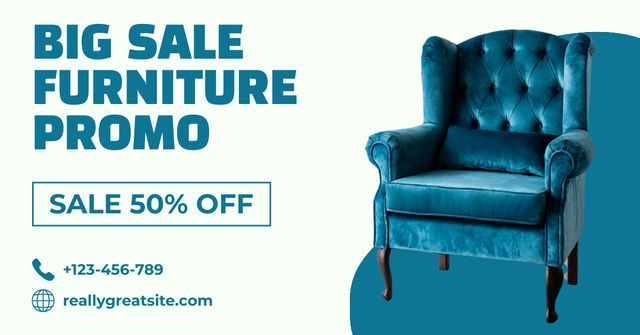 Plantilla de diseño de Furniture Promo Blue Facebook AD 