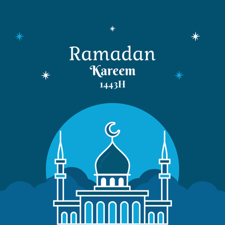 Ramadan Greetings with Mosque Instagram Design Template