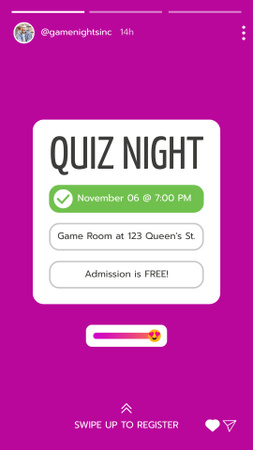 Designvorlage Quiz Night Announcement für Instagram Story