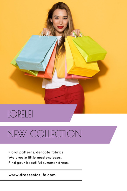Modèle de visuel Fashion Ad with Woman holding Shopping Bags - Flyer 4x6in