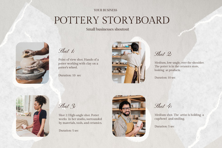 Plantilla de diseño de Anuncio de producción de cerámica de arcilla hecha a mano Storyboard 