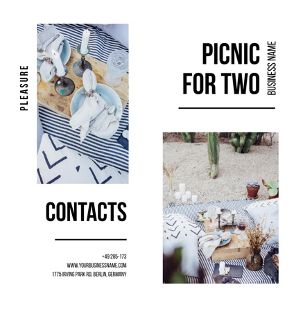 Happy Couple on Romantic Picnic Brochure Din Large Bi-fold Design Template