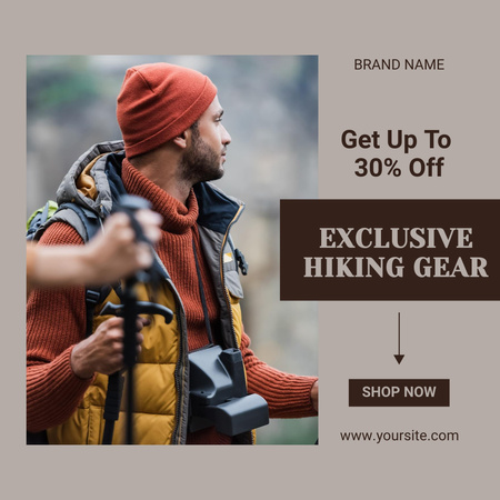 Exclusive Hiking Gear Sale Offer Instagram AD Design Template