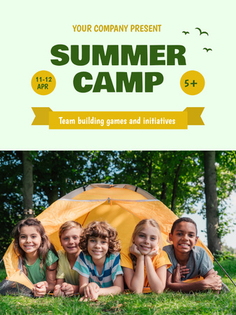 Summer Camp Ad with Family in Tent Poster US Πρότυπο σχεδίασης