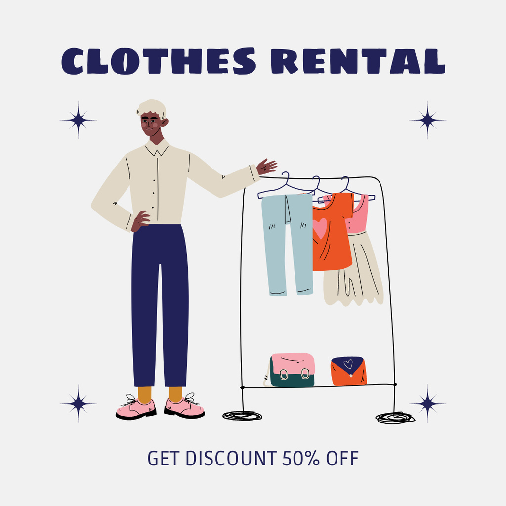 Rental clothes salon cartoon illustration Instagram – шаблон для дизайна