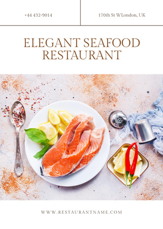 Elegant Seafood Restaurant Postcard 5x7in Vertical Design Template