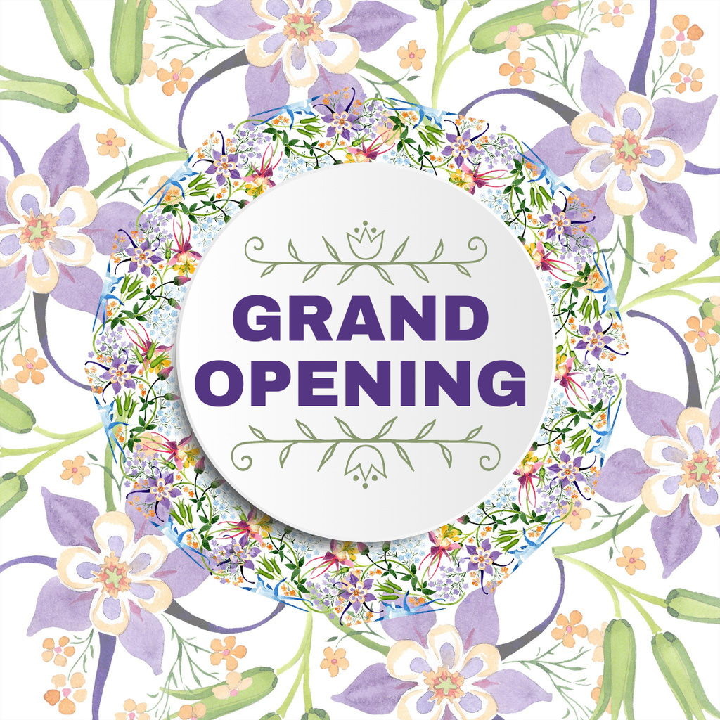 Designvorlage Grand Opening with Flowers für Instagram