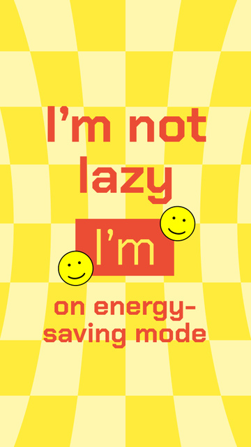 Funny phrase about Laziness with Cute Stickers Instagram Video Story Πρότυπο σχεδίασης
