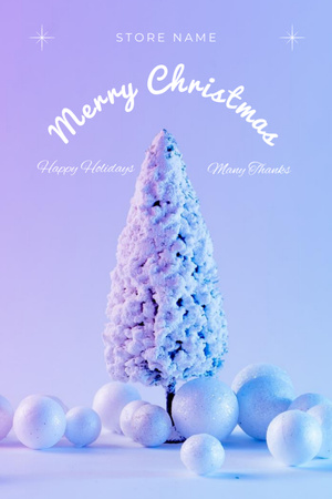 Christmas and New Year Greeting with Tree on Gradient Postcard 4x6in Vertical tervezősablon