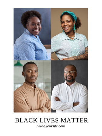 Black Lives Matter Slogan with Smiling African American People in Collage Poster 36x48in Design Template