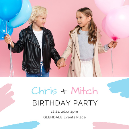 Kids Birthday Party Announcement Instagram Design Template