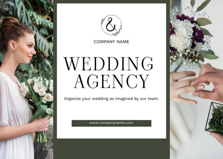 Wedding Agency Ad with Young Beautiful Bride Postcard 5x7in Design Template