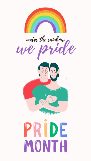 Plantilla de diseño de Pride Month Greeting with Two Guys Hugging Instagram Video Story 
