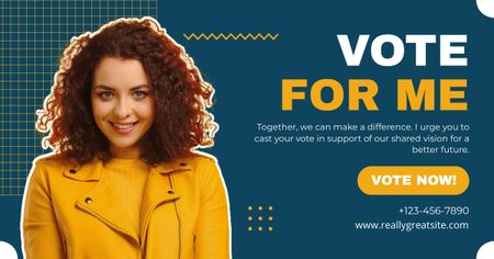 Candidacy of Curly Woman in Elections Facebook AD Design Template