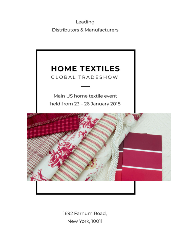 Designvorlage Home Textiles Event Announcement in Red für Flyer A4