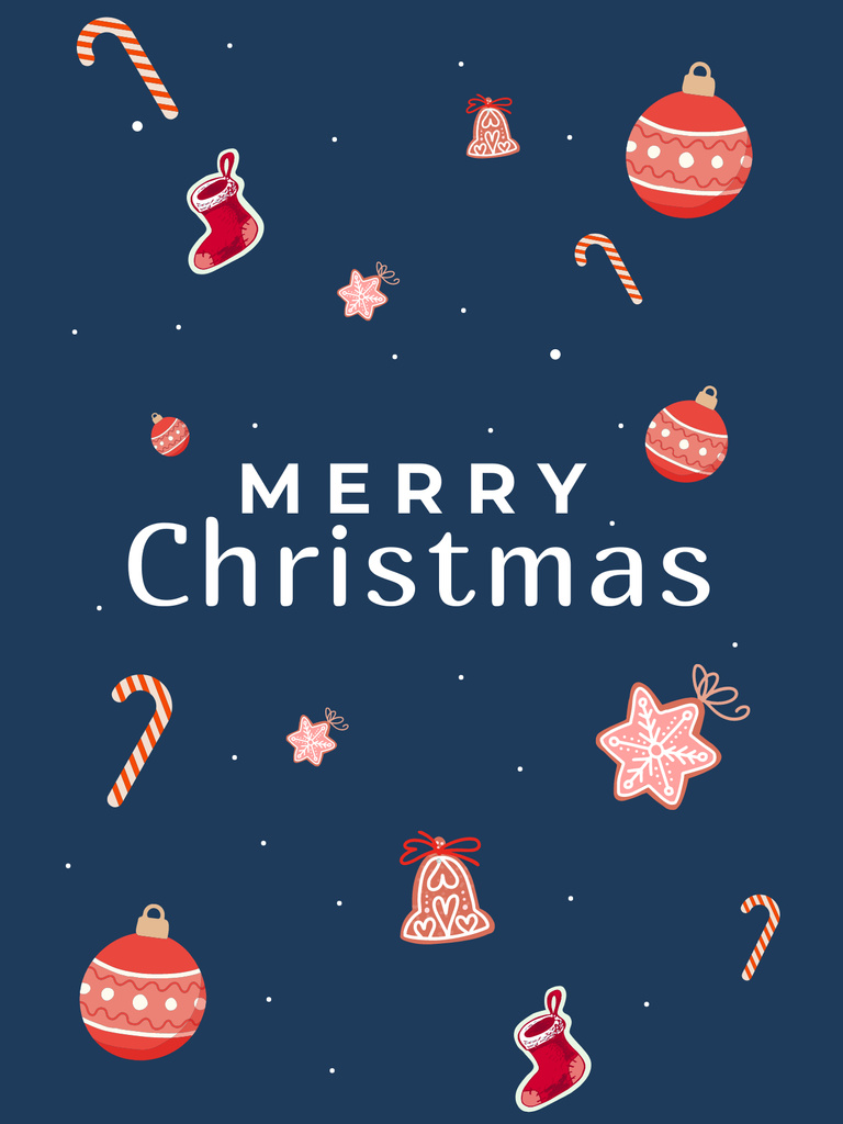 Christmas Cheers with Holiday Items in Blue Poster US Design Template