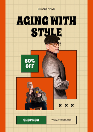 Plantilla de diseño de Stylish Clothes For Elderly With Discount Poster 