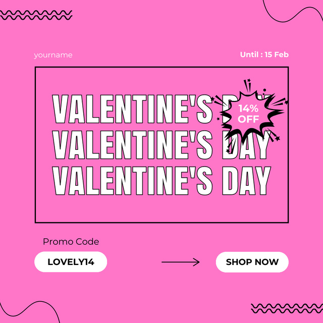 Valentine's Day Offers on Pink Instagram ADデザインテンプレート
