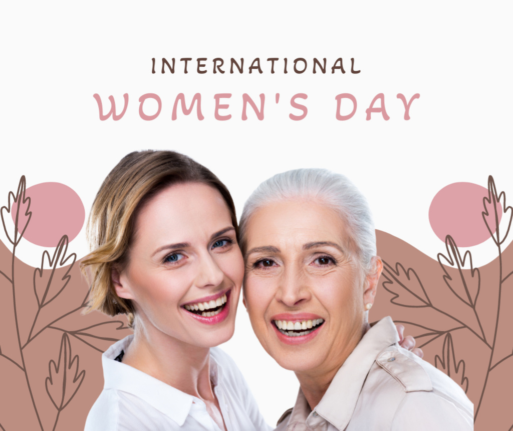 Ontwerpsjabloon van Facebook van Happy Beautiful Women on International Women's Day
