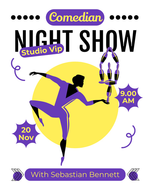 Night Show with Comedians Instagram Post Vertical Design Template