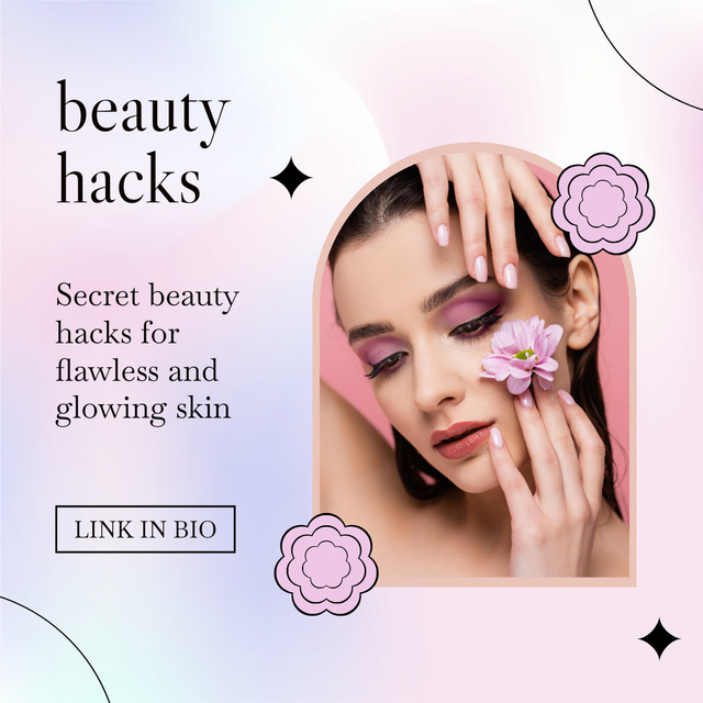 Beauty Hacks for Glowing Skin Instagram Šablona návrhu