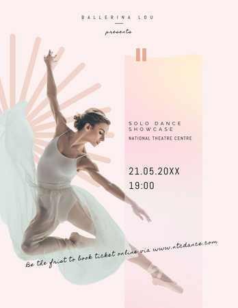 Ανακοίνωση χορού σόλο μπαλαρίνας Flyer 8.5x11in Πρότυπο σχεδίασης