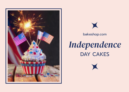 Flavorful Cakes For USA Independence Day Flyer A6 Horizontal Design Template