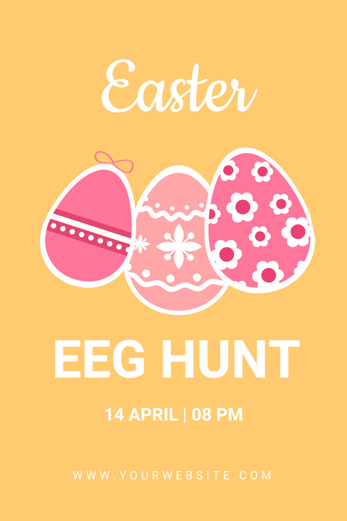 Easter Egg Hunt Announcement with Patterned Eggs Pinterest Modelo de Design