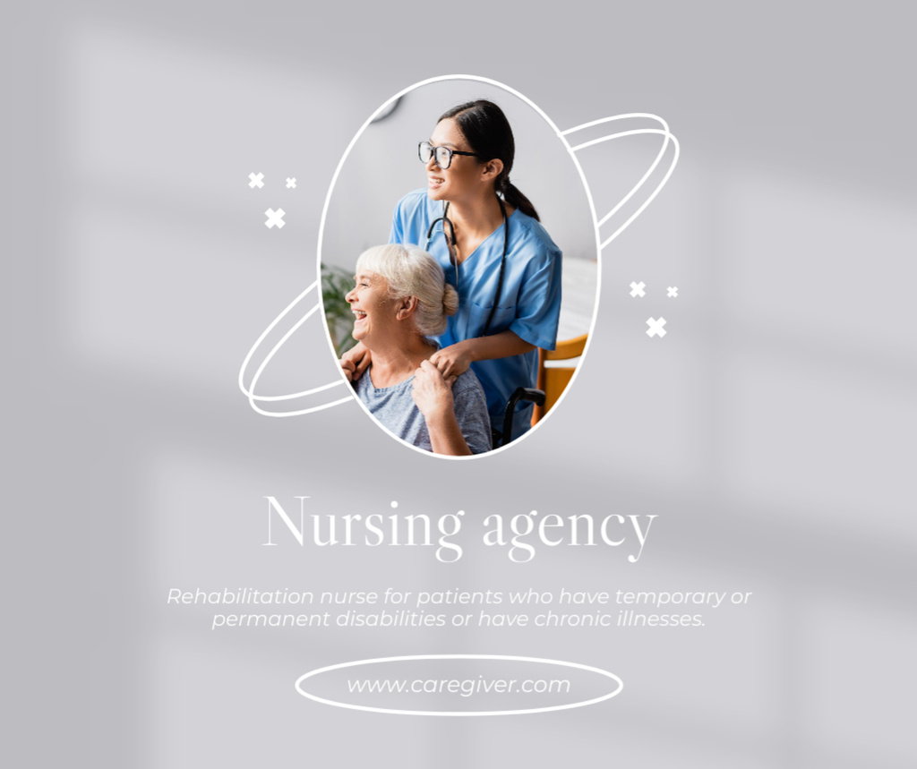 Nursing Agency Services Offer with Old Lady Facebookデザインテンプレート