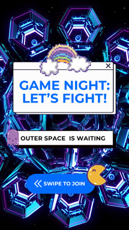Plantilla de diseño de Evento de noche de juegos con el espacio exterior TikTok Video 